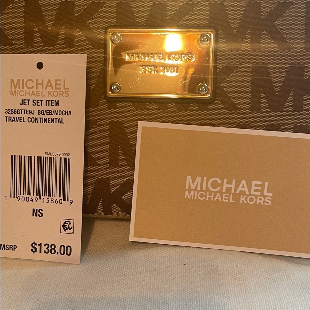 Michael Kors Tan and Beige:/Mocha Logo Wallet - Picture 2 of 14